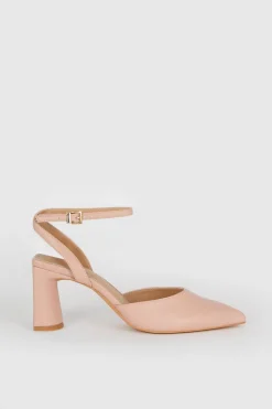 Online Oasis Pointed Block Heel Court Shoes Blush