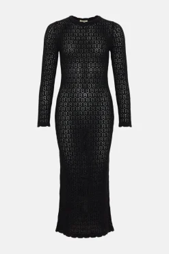 Online Oasis Pointelle Stitch Column Dress Black