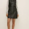 Fashion Oasis Ponte Leather Mix Dress Black