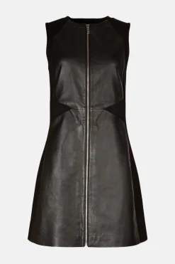 Fashion Oasis Ponte Leather Mix Dress Black