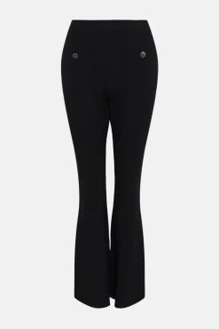 New Oasis Ponte Patch Pocket Kick Flare Trouser Black