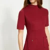 Best Oasis Ponte Pocket Detail Midi Dress Burgundy