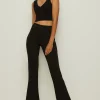 Best Oasis Ponte Split Front Flare Trouser Black