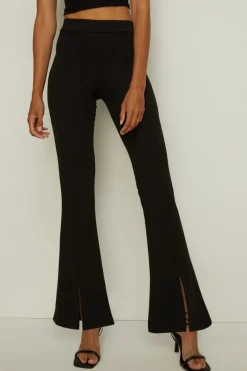 Best Oasis Ponte Split Front Flare Trouser Black