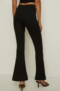 Best Oasis Ponte Split Front Flare Trouser Black
