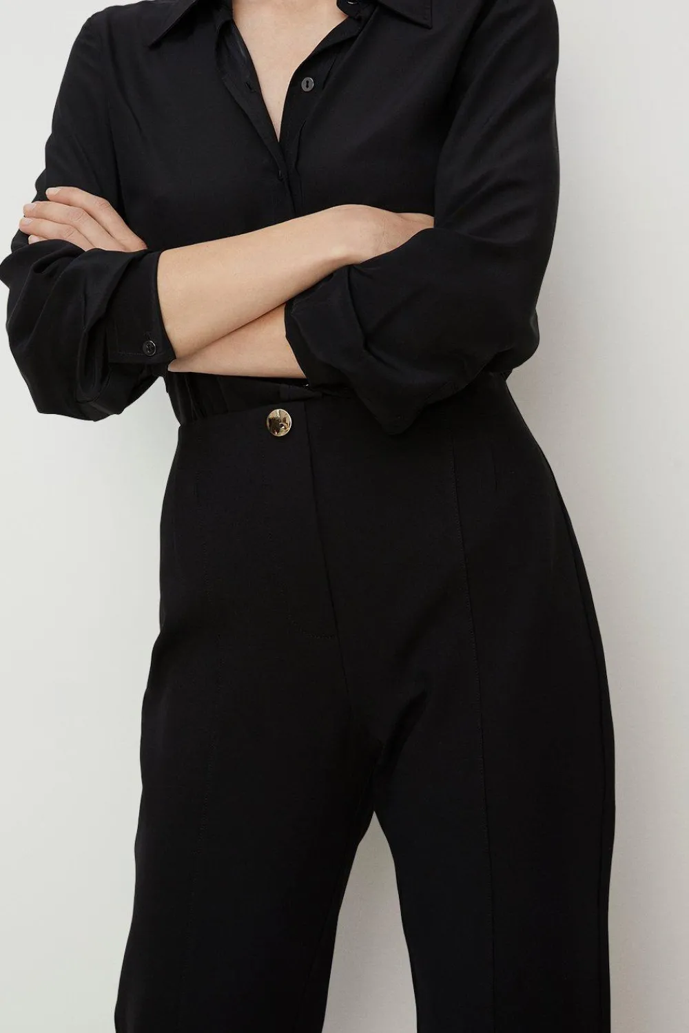 Sale Oasis Ponte Tailored Slim Leg Trouser Black