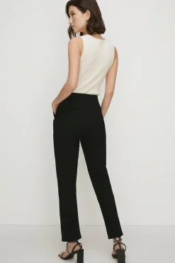 Sale Oasis Ponte Tailored Split Detail Trouser Black