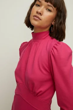 New Oasis Ponte Waist Band Detail Mini Dress Pink