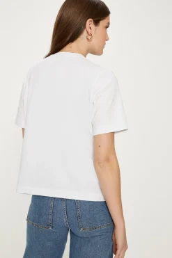 Online Oasis Poplin Ruffle Cotton Boxy T-Shirt White
