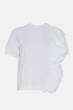 Online Oasis Poplin Ruffle Cotton Boxy T-Shirt White