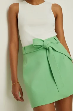 Discount Oasis Premium Belted Wrap Over Mini Skirt Green