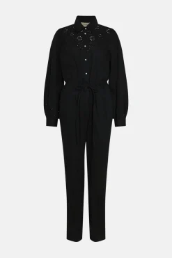 Outlet Oasis Premium Broderie Jumpsuit Black