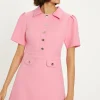 Discount Oasis Premium Button Top Stitch Tailored Dress Ivory