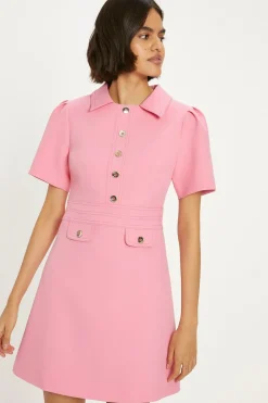 Discount Oasis Premium Button Top Stitch Tailored Dress Ivory