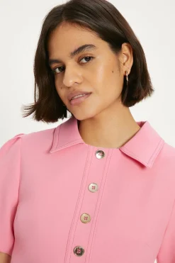 Discount Oasis Premium Button Top Stitch Tailored Dress Ivory