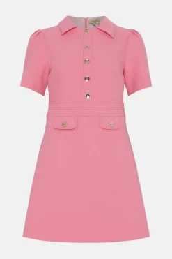 Discount Oasis Premium Button Top Stitch Tailored Dress Ivory