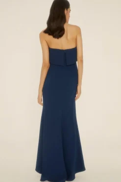Fashion Oasis Premium Crepe Bandeau Midi Dress Navy