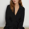 Hot Oasis Premium Crepe Tailored Blazer Black