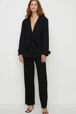 Hot Oasis Premium Crepe Tailored Blazer Black