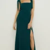Outlet Oasis Premium Crepe Tie Shoulder Midi Dress Navy