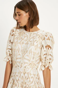 New Oasis Premium Cutwork Lace Mini Dress Ivory