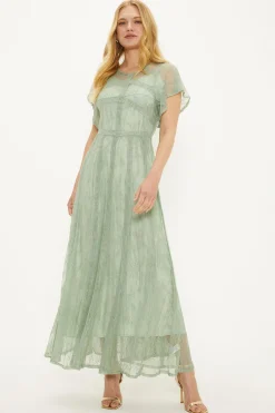 Discount Oasis Premium Delicate Lace Maxi Dress Sage