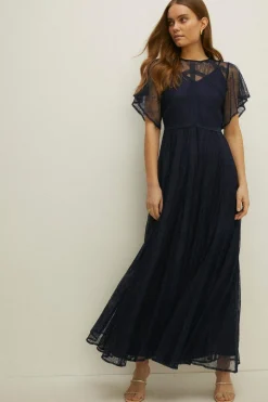 Best Oasis Premium Delicate Lace Maxi Dress Navy