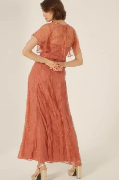 Outlet Oasis Premium Delicate Lace Maxi Dress Rose