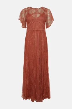 Outlet Oasis Premium Delicate Lace Maxi Dress Rose
