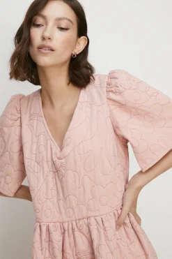 Online Oasis Premium Embroidered Full Skirted Midi Washed Pink