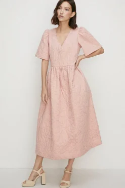 Online Oasis Premium Embroidered Full Skirted Midi Washed Pink
