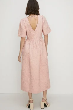 Online Oasis Premium Embroidered Full Skirted Midi Washed Pink