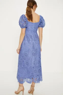 Discount Oasis Premium Floral Lace Cut Out Midi Dress Cornflower