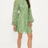 Best Oasis Premium Floral Lace Trim Insert Skater Dress Orange