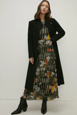 Hot Oasis Premium Italian Wool Mix Long Wrap Tie Coat Grey
