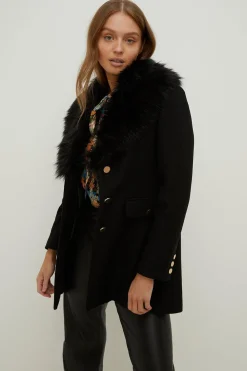 Clearance Oasis Premium Italian Wool Mix Faux Fur Sb Coat Camel
