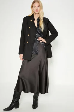 Sale Oasis Premium Italian Wool Mix Short Military Coat Navy