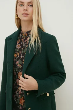 Fashion Oasis Premium Italian Wool Mix Sb Coat Navy