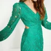 Discount Oasis Premium Lace Cut Out V Neck Midi Dress Bright Green