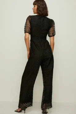 Discount Oasis Premium Lace V Neck Jumpsuit Black
