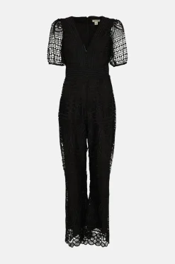 Discount Oasis Premium Lace V Neck Jumpsuit Black