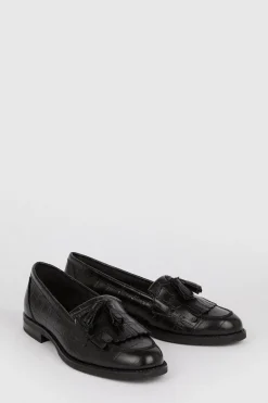 Best Oasis Premium Leather Tassel Loafers Black