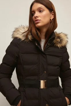 Outlet Oasis Premium Maxi Belted Padded Jacket Khaki