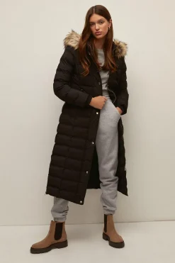 Outlet Oasis Premium Maxi Belted Padded Jacket Khaki
