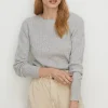 Online Oasis Premium Merino Wool Crew Neck Rib Jumper Grey