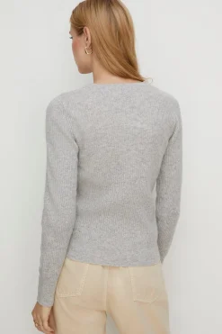 Online Oasis Premium Merino Wool Crew Neck Rib Jumper Grey