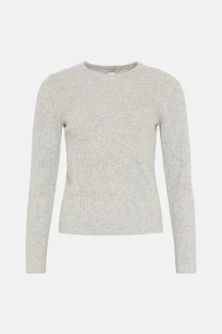 Online Oasis Premium Merino Wool Crew Neck Rib Jumper Grey