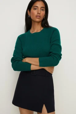 Best Oasis Premium Merino Wool Ribbed Crew Neck Jumper Fuchsia