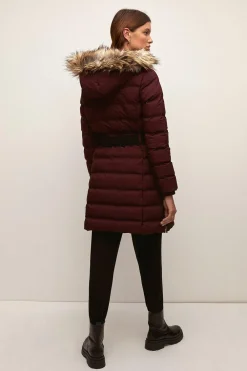 Best Oasis Premium Midi Belted Padded Jacket Khaki