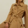 Clearance Oasis Premium Pocket Detail Belted Jacket Navy